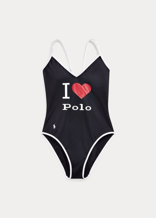 One-Piece Polo Ralph Lauren Mujer Negros - Crisscross-Strap - UYIVK7591